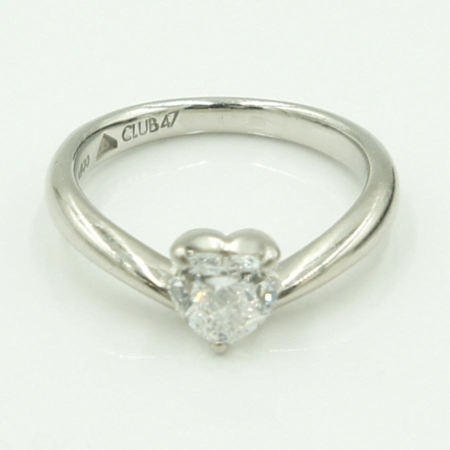 Pt900ハートダイヤモンドリング　D0.630ct　リングサイズ8号　重量4.98ｇ(石の重量含む)（中古）