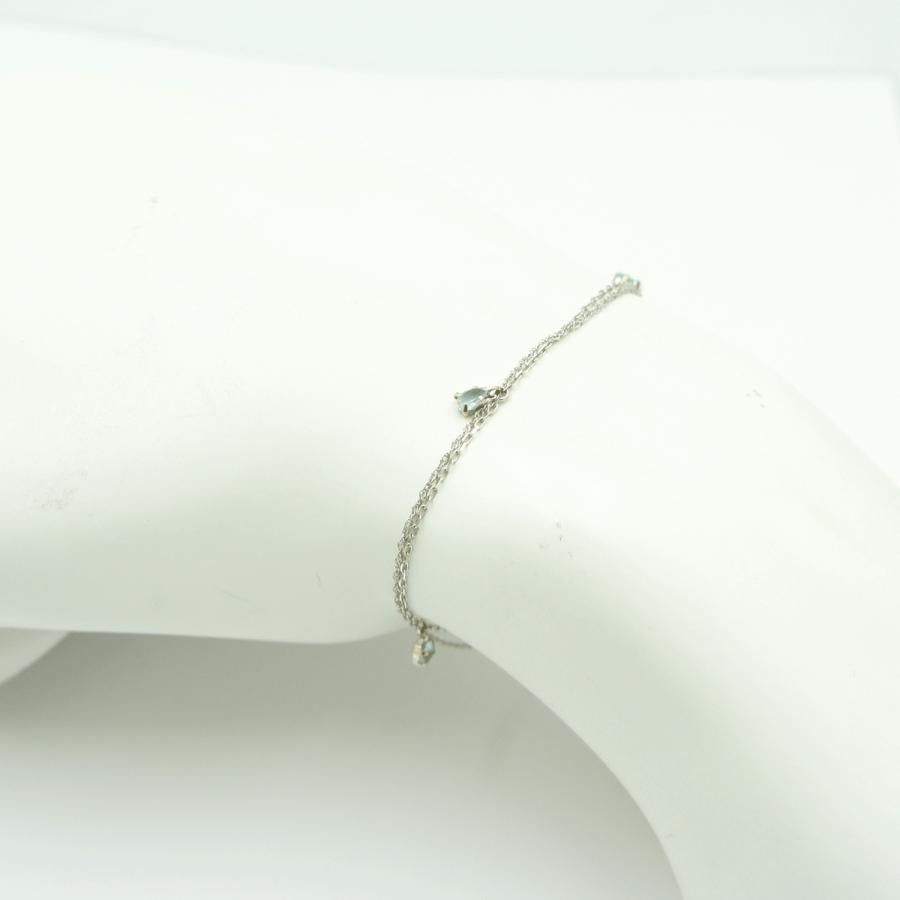 エル(ELLE)　K18WGアクアマリン2連ブレスレット　ブレスレット長さ 約17.5cm　重量1.42ｇ(石の重量含む)　レディース（中古）