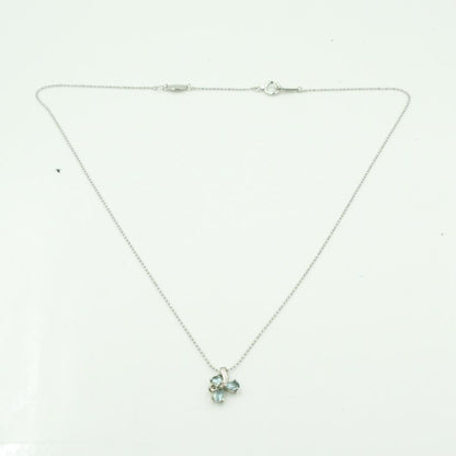 エル(ELLE)　K18WGアクアマリンネックレス　「フラワー」　ネックレス長さ 約39cm　重量2.49ｇ(石の重量含む)　レディース（中古）