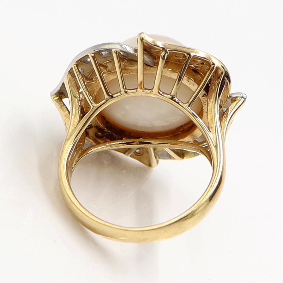 K18/Pt900マペパールリング　P13.5mm　D0.28ct　リングサイズ10号　重量10.22ｇ(石の重さ含む)（中古）