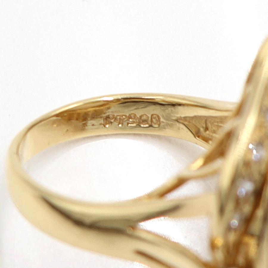 K18/Pt900マペパールリング　P13.5mm　D0.28ct　リングサイズ10号　重量10.22ｇ(石の重さ含む)（中古）