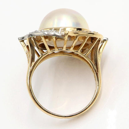 K18/Pt900マペパールリング　P13.5mm　D0.28ct　リングサイズ10号　重量10.22ｇ(石の重さ含む)（中古）