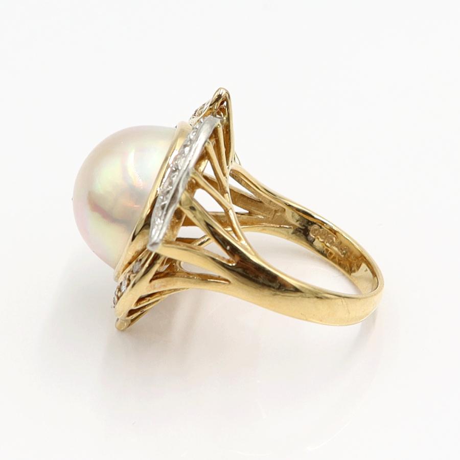 K18/Pt900マペパールリング　P13.5mm　D0.28ct　リングサイズ10号　重量10.22ｇ(石の重さ含む)（中古）