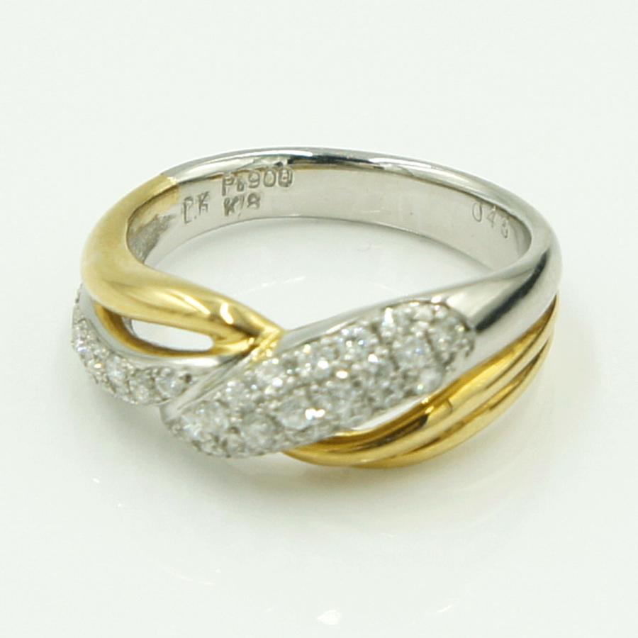 Pt900/K18ダイヤモンドリング　D0.45ct　リングサイズ12号　重量6.92ｇ(石の重量含む)（中古）