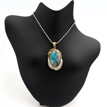 K18/Pt900ボルダーオパールペンダントトップ　OP7.60ct　D0.10ct　重量6.35ｇ　レディース（中古）