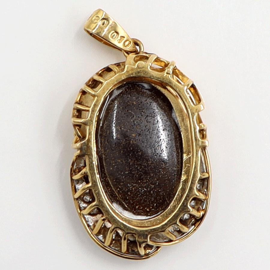 K18/Pt900ボルダーオパールペンダントトップ　OP7.60ct　D0.10ct　重量6.35ｇ　レディース（中古）