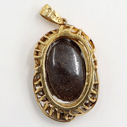 K18/Pt900ボルダーオパールペンダントトップ　OP7.60ct　D0.10ct　重量6.35ｇ　レディース（中古）