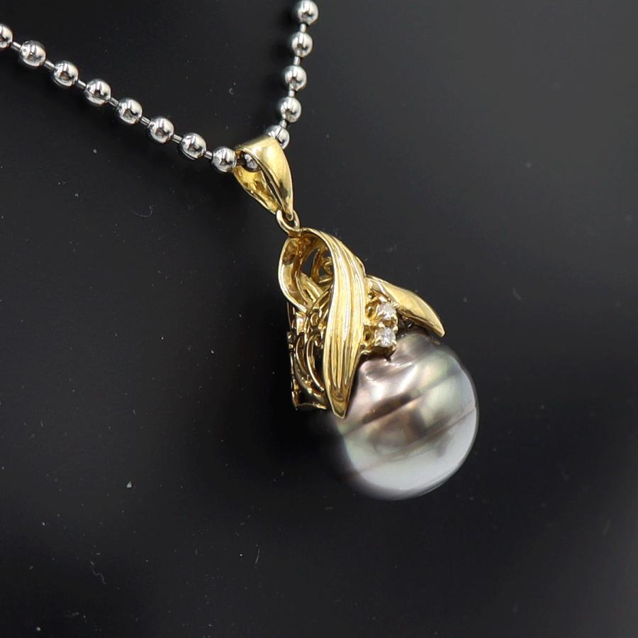 K18黒蝶パールペンダントトップ　P12mm　重量4.29ｇ(石の重量含む)　(中古)