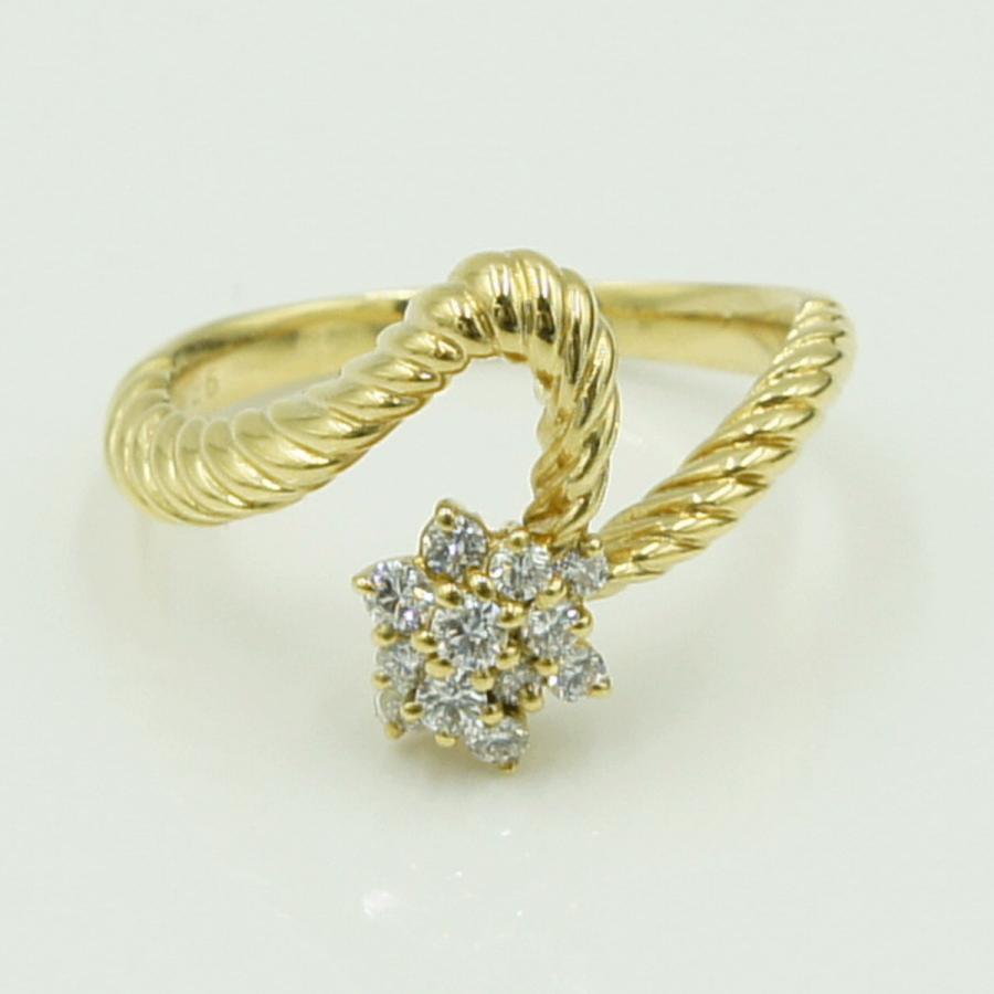 K18ダイヤモンドリング　星の砂　D0.26ct　リングサイズ14号　重量5.15ｇ(石の重量含む)（中古）