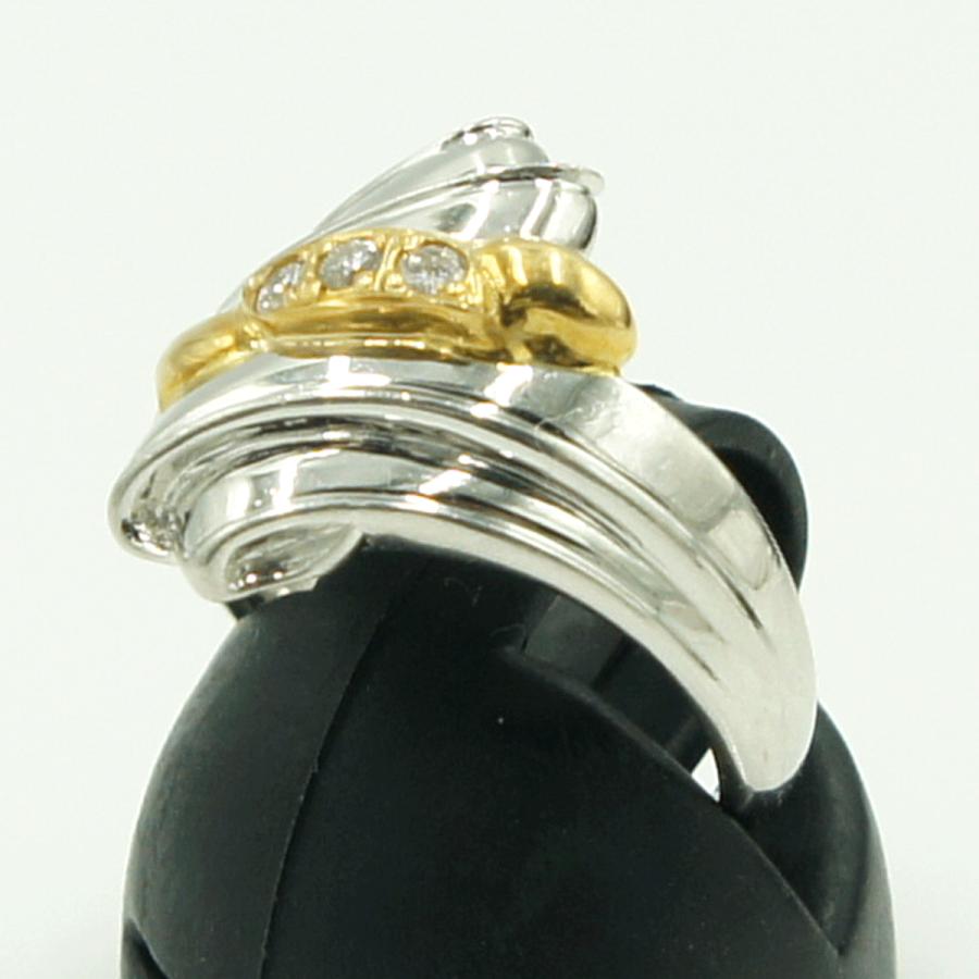 Pt900/K18ダイヤモンドリング　D0.08ct　リングサイズ10号　重量5.55ｇ(石の重量含む)（中古）