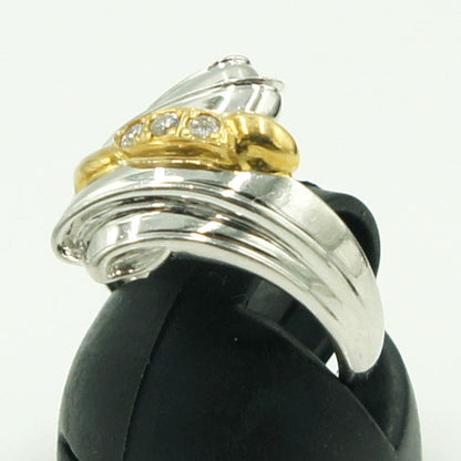 Pt900/K18ダイヤモンドリング　D0.08ct　リングサイズ10号　重量5.55ｇ(石の重量含む)（中古）