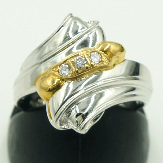 Pt900/K18ダイヤモンドリング　D0.08ct　リングサイズ10号　重量5.55ｇ(石の重量含む)（中古）