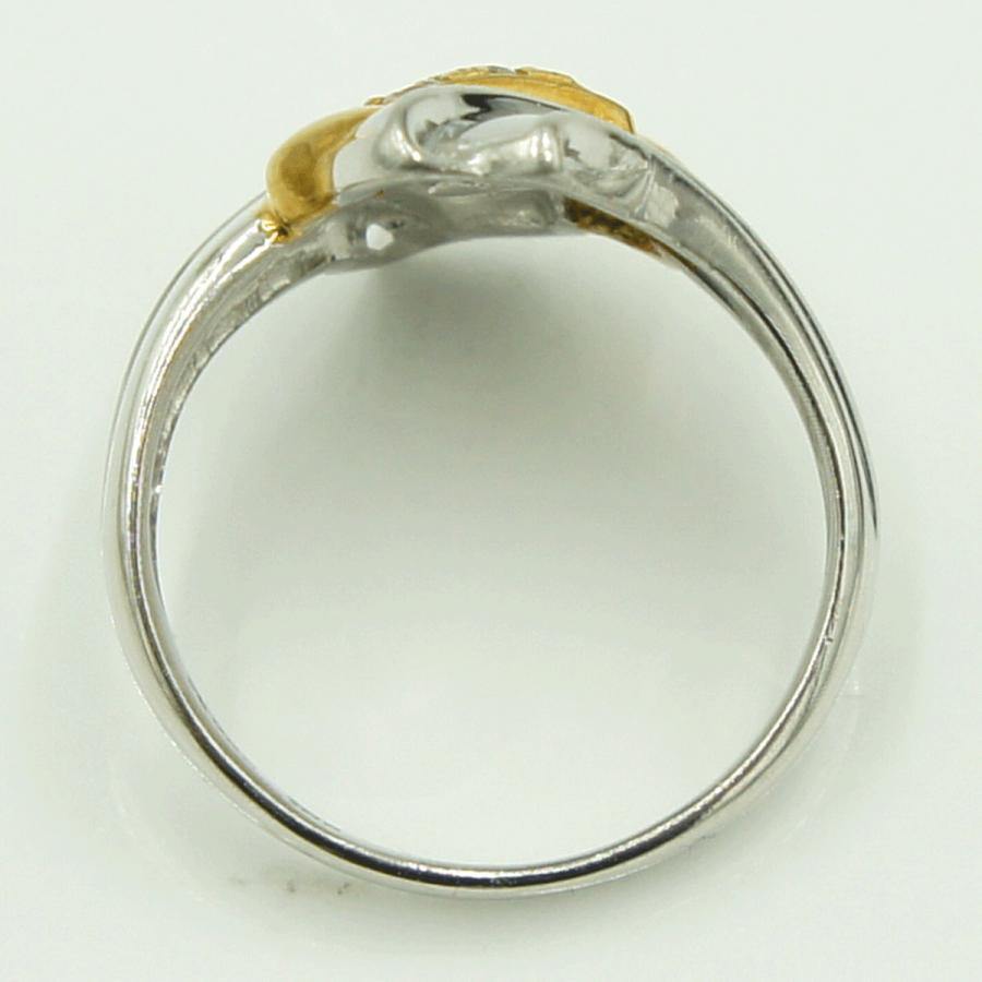 Pt900/K18ダイヤモンドリング　D0.08ct　リングサイズ10号　重量5.55ｇ(石の重量含む)（中古）