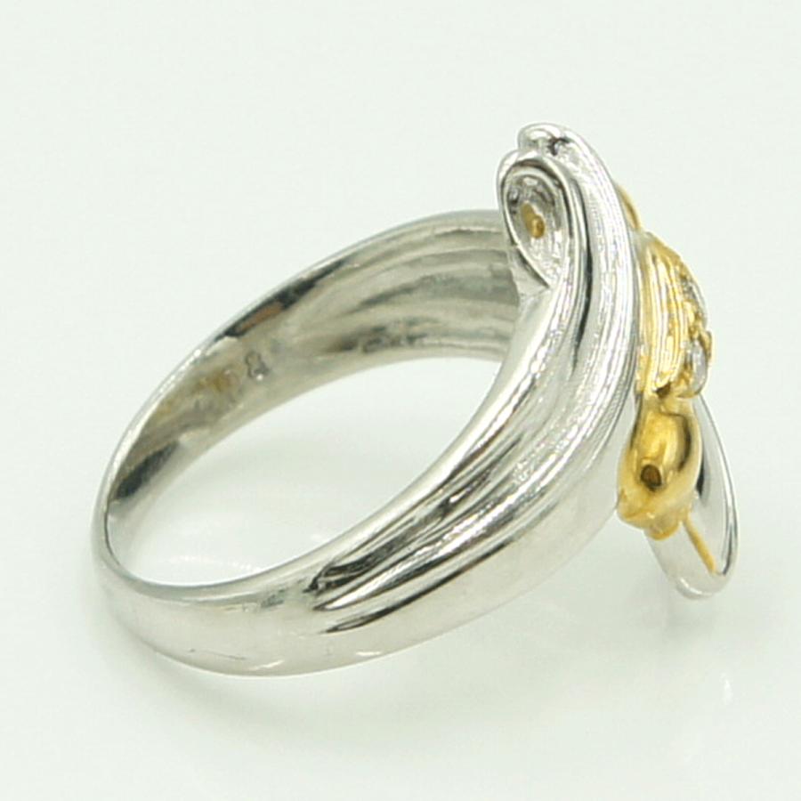 Pt900/K18ダイヤモンドリング　D0.08ct　リングサイズ10号　重量5.55ｇ(石の重量含む)（中古）