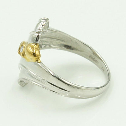 Pt900/K18ダイヤモンドリング　D0.08ct　リングサイズ10号　重量5.55ｇ(石の重量含む)（中古）