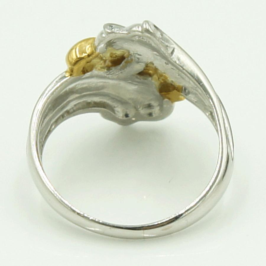 Pt900/K18ダイヤモンドリング　D0.08ct　リングサイズ10号　重量5.55ｇ(石の重量含む)（中古）