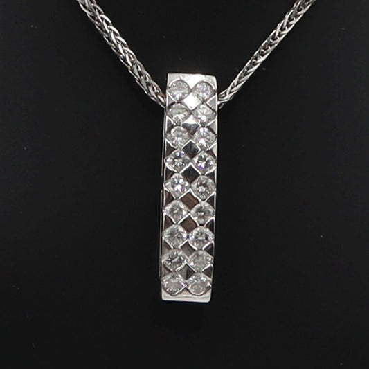 K18WGダイヤペンダントネックレス　D0.60ct　ネック長さ約44cm　重量5.56ｇ(石の重量含む)(中古)