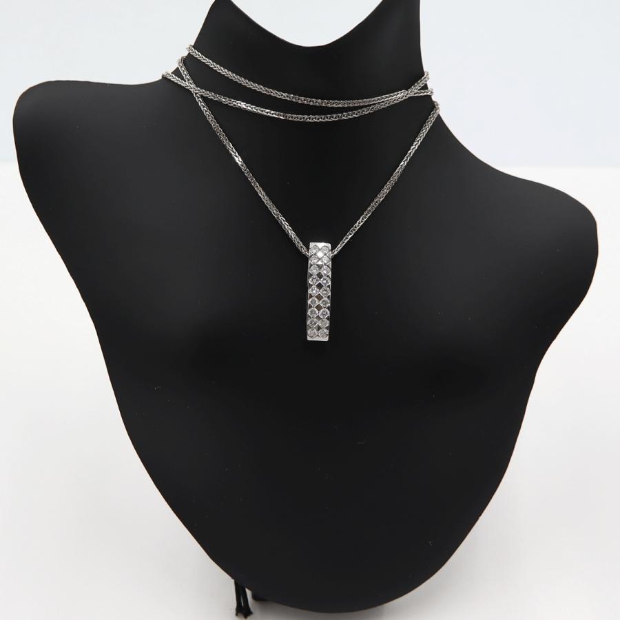 K18WGダイヤペンダントネックレス　D0.60ct　ネック長さ約44cm　重量5.56ｇ(石の重量含む)(中古)