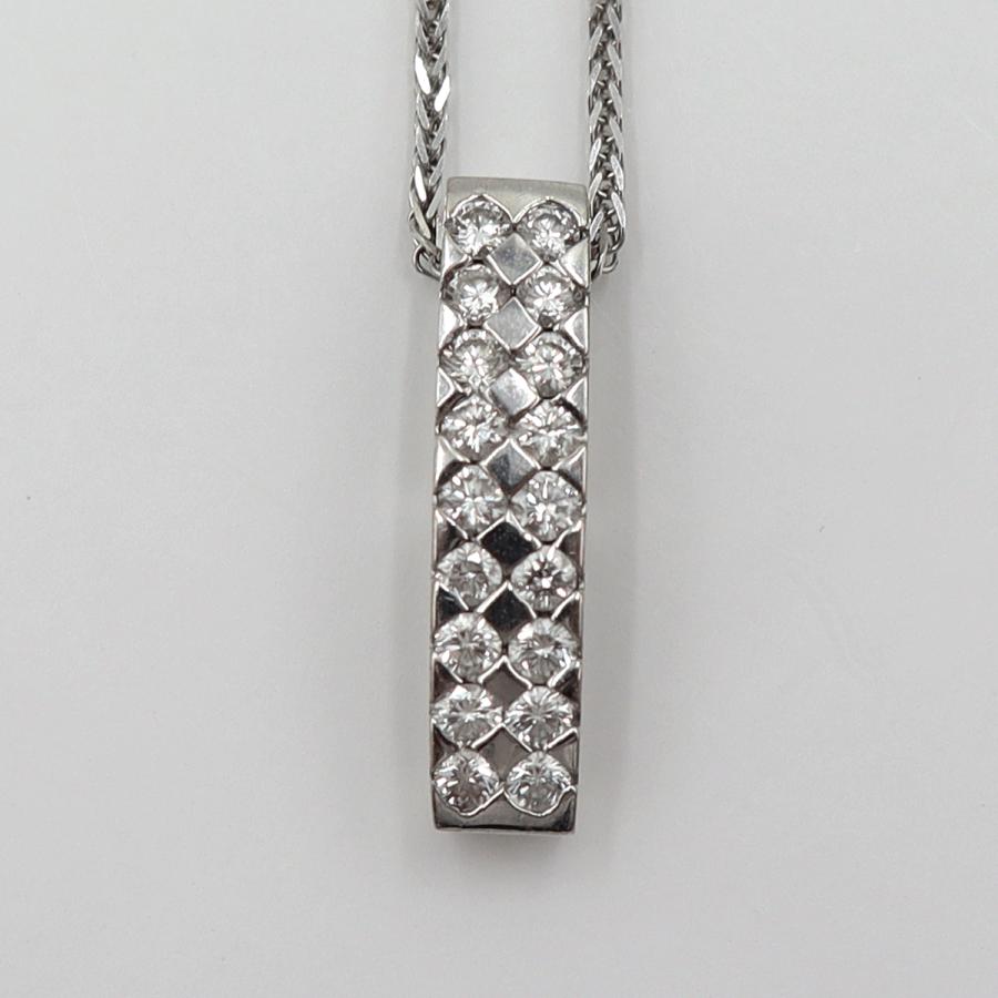 K18WGダイヤペンダントネックレス　D0.60ct　ネック長さ約44cm　重量5.56ｇ(石の重量含む)(中古)