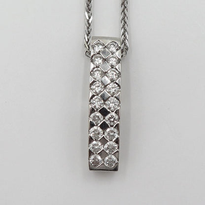 K18WGダイヤペンダントネックレス　D0.60ct　ネック長さ約44cm　重量5.56ｇ(石の重量含む)(中古)