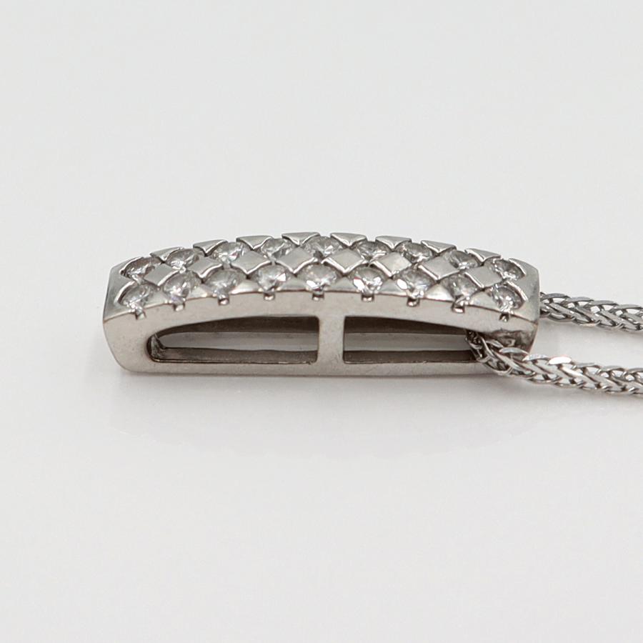 K18WGダイヤペンダントネックレス　D0.60ct　ネック長さ約44cm　重量5.56ｇ(石の重量含む)(中古)