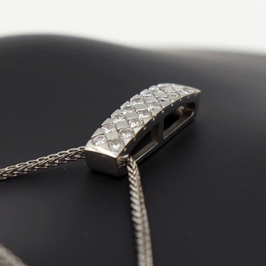 K18WGダイヤペンダントネックレス　D0.60ct　ネック長さ約44cm　重量5.56ｇ(石の重量含む)(中古)