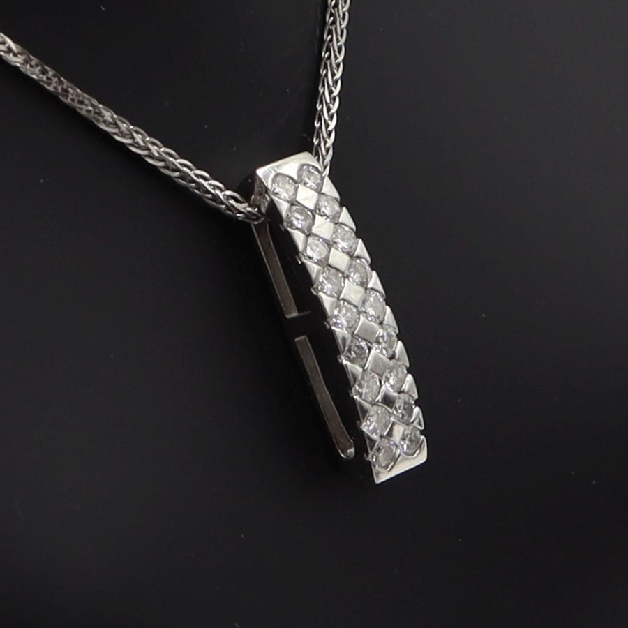 K18WGダイヤペンダントネックレス　D0.60ct　ネック長さ約44cm　重量5.56ｇ(石の重量含む)(中古)