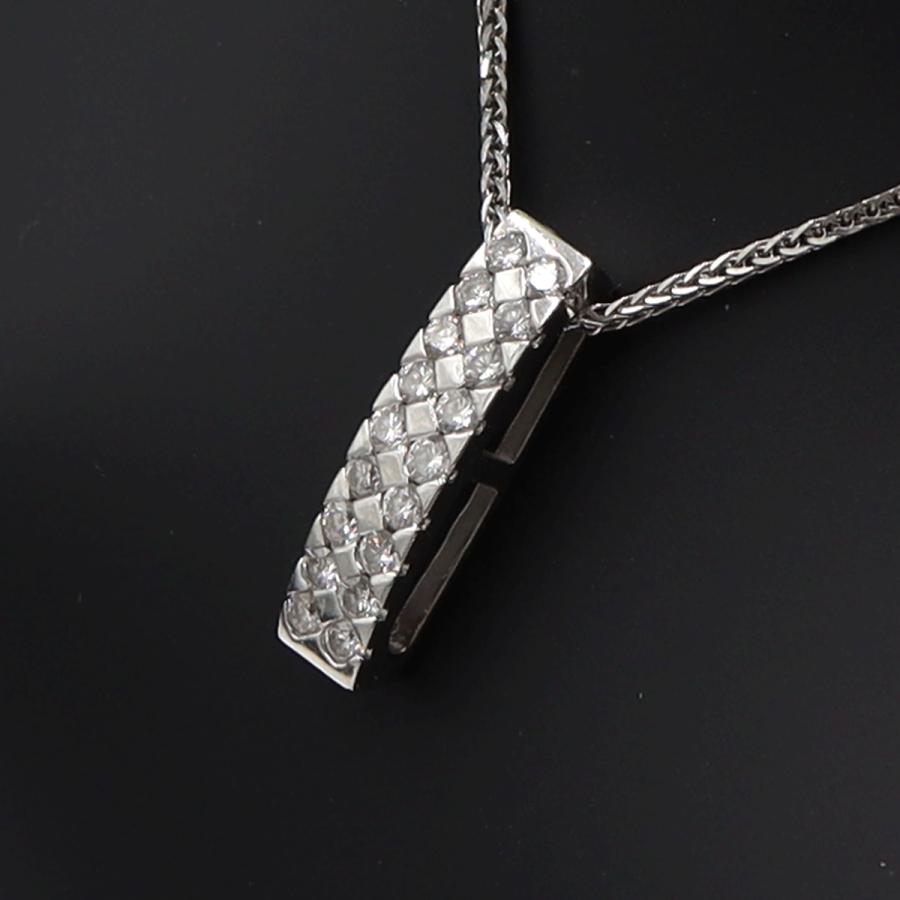 K18WGダイヤペンダントネックレス　D0.60ct　ネック長さ約44cm　重量5.56ｇ(石の重量含む)(中古)