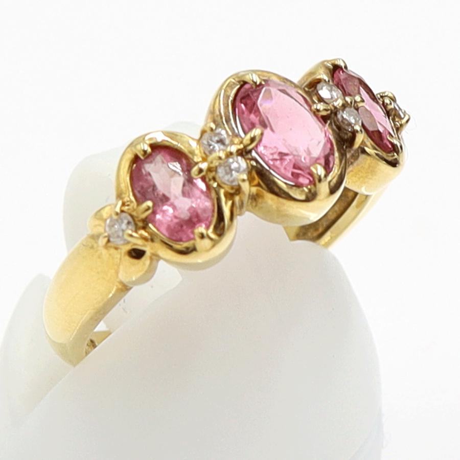 K18ピンクトルマリンリング　リングサイズ11号　重量3.90ｇ(石の重量含む)　レディース（中古）