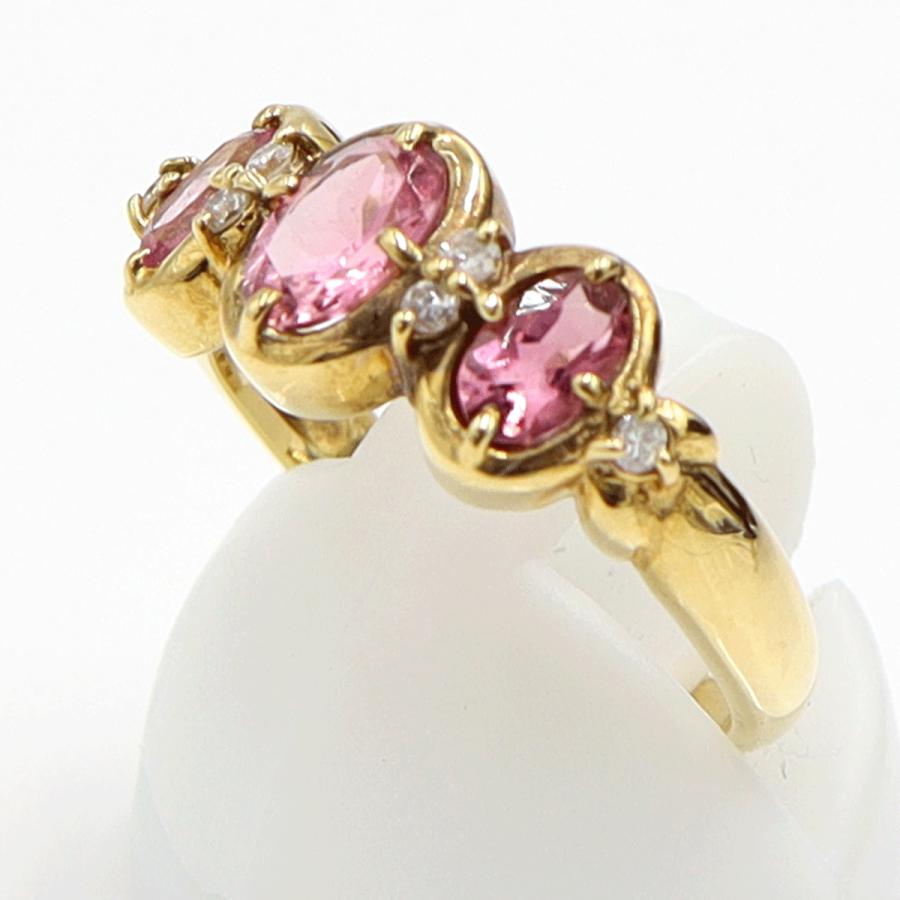 K18ピンクトルマリンリング　リングサイズ11号　重量3.90ｇ(石の重量含む)　レディース（中古）