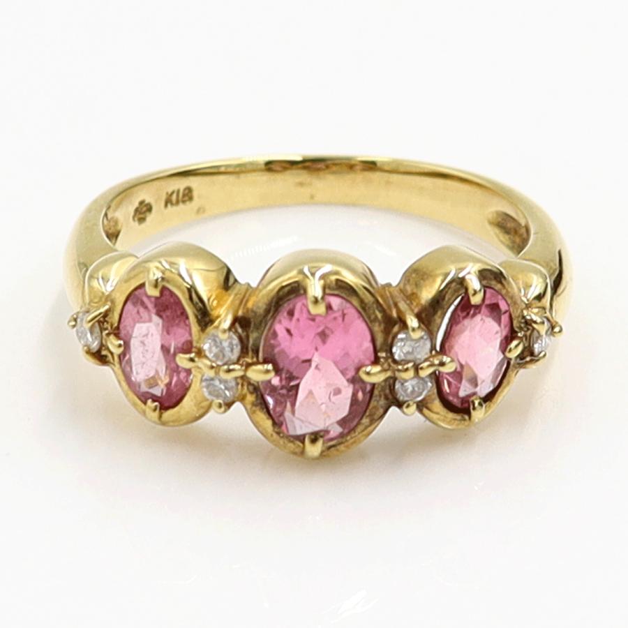 K18ピンクトルマリンリング　リングサイズ11号　重量3.90ｇ(石の重量含む)　レディース（中古）