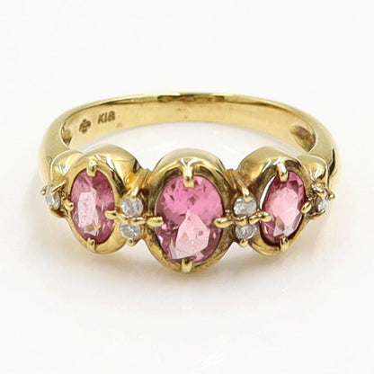 K18ピンクトルマリンリング　リングサイズ11号　重量3.90ｇ(石の重量含む)　レディース（中古）