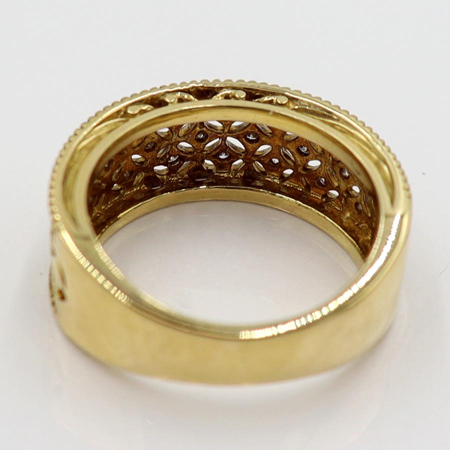 K18ダイヤモンドデザインリング　D0.14ct　サイズ10号　重量6.57ｇ(石の重量含む)(中古)