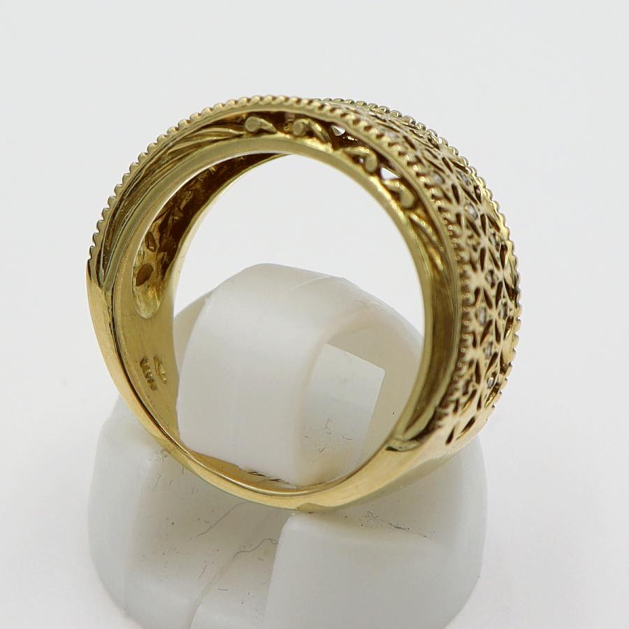 K18ダイヤモンドデザインリング　D0.14ct　サイズ10号　重量6.57ｇ(石の重量含む)(中古)