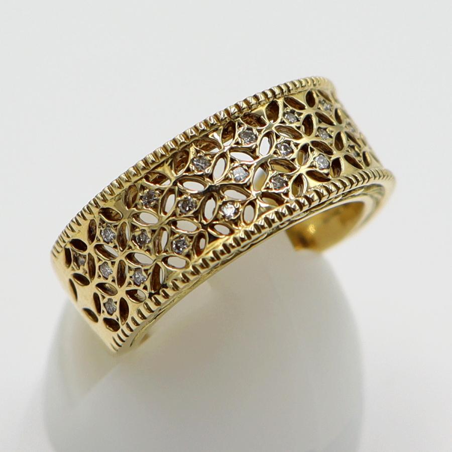 K18ダイヤモンドデザインリング　D0.14ct　サイズ10号　重量6.57ｇ(石の重量含む)(中古)