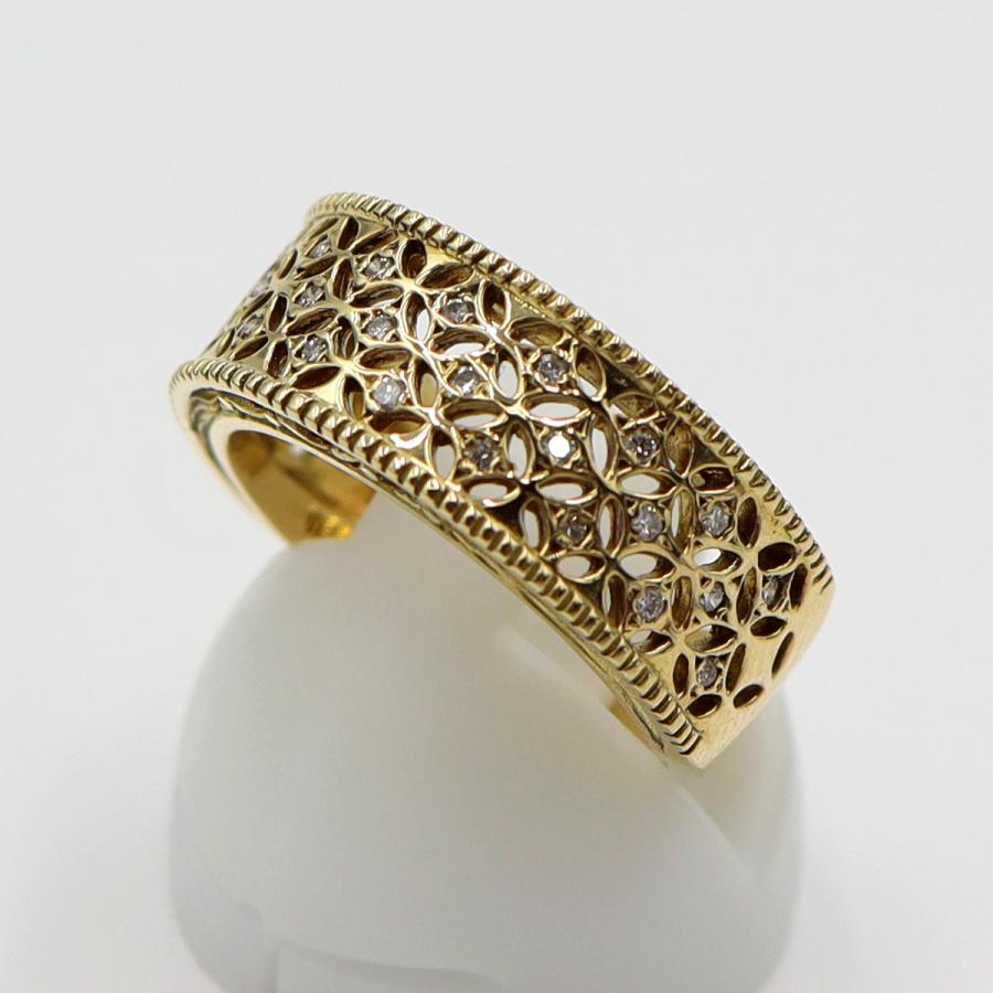 K18ダイヤモンドデザインリング　D0.14ct　サイズ10号　重量6.57ｇ(石の重量含む)(中古)