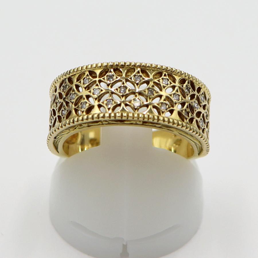 K18ダイヤモンドデザインリング　D0.14ct　サイズ10号　重量6.57ｇ(石の重量含む)(中古)