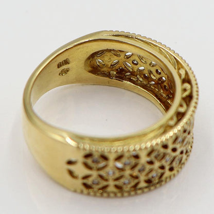 K18ダイヤモンドデザインリング　D0.14ct　サイズ10号　重量6.57ｇ(石の重量含む)(中古)