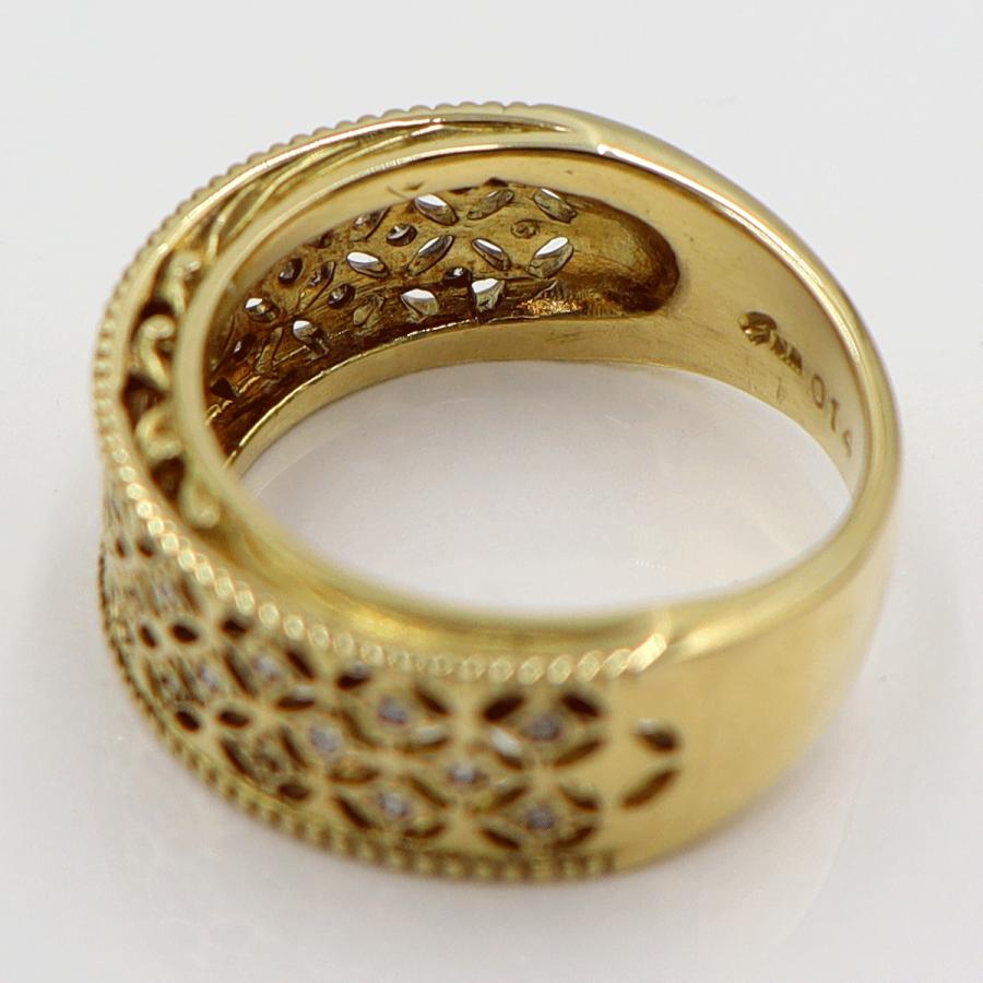 K18ダイヤモンドデザインリング　D0.14ct　サイズ10号　重量6.57ｇ(石の重量含む)(中古)