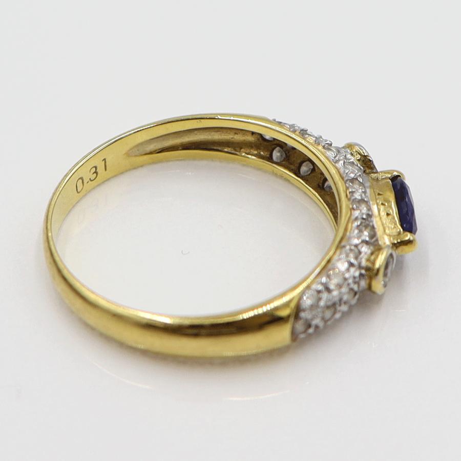 K18サファイアダイヤリング S0.31ct　D0.33ct リングサイズ13号　重量2.66ｇ(石の重量含む)　レディース(中古)