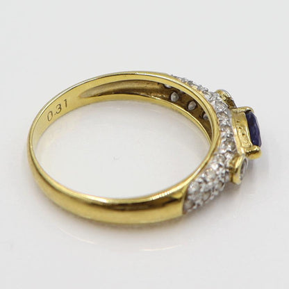 K18サファイアダイヤリング S0.31ct　D0.33ct リングサイズ13号　重量2.66ｇ(石の重量含む)　レディース(中古)