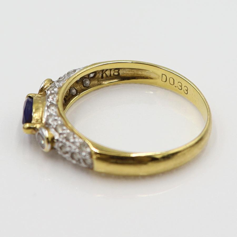 K18サファイアダイヤリング S0.31ct　D0.33ct リングサイズ13号　重量2.66ｇ(石の重量含む)　レディース(中古)