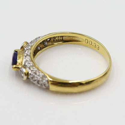 K18サファイアダイヤリング S0.31ct　D0.33ct リングサイズ13号　重量2.66ｇ(石の重量含む)　レディース(中古)