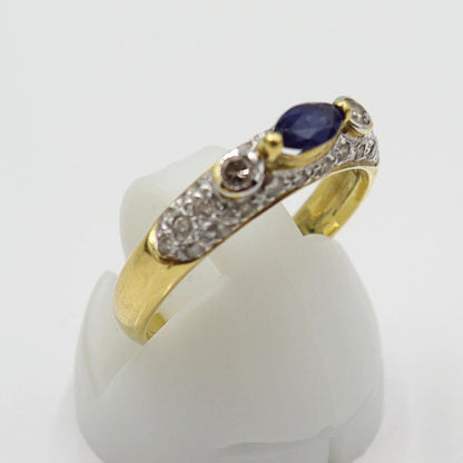 K18サファイアダイヤリング S0.31ct　D0.33ct リングサイズ13号　重量2.66ｇ(石の重量含む)　レディース(中古)