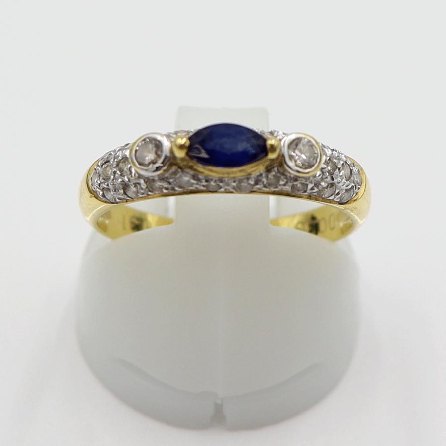 K18サファイアダイヤリング S0.31ct　D0.33ct リングサイズ13号　重量2.66ｇ(石の重量含む)　レディース(中古)