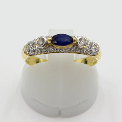 K18サファイアダイヤリング S0.31ct　D0.33ct リングサイズ13号　重量2.66ｇ(石の重量含む)　レディース(中古)