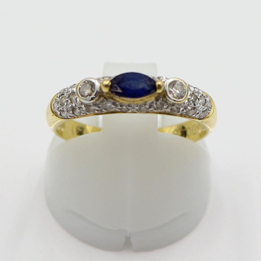 K18サファイアダイヤリング S0.31ct　D0.33ct リングサイズ13号　重量2.66ｇ(石の重量含む)　レディース(中古)