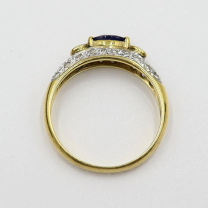 K18サファイアダイヤリング S0.31ct　D0.33ct リングサイズ13号　重量2.66ｇ(石の重量含む)　レディース(中古)