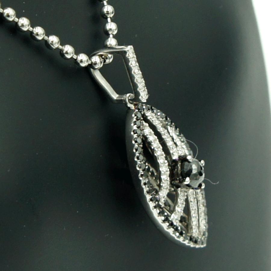K18WGブラックダイヤモンドペンダントトップ　BD0.82ct　D0.40ct　重量4.06ｇ(石の重量含む)（中古）