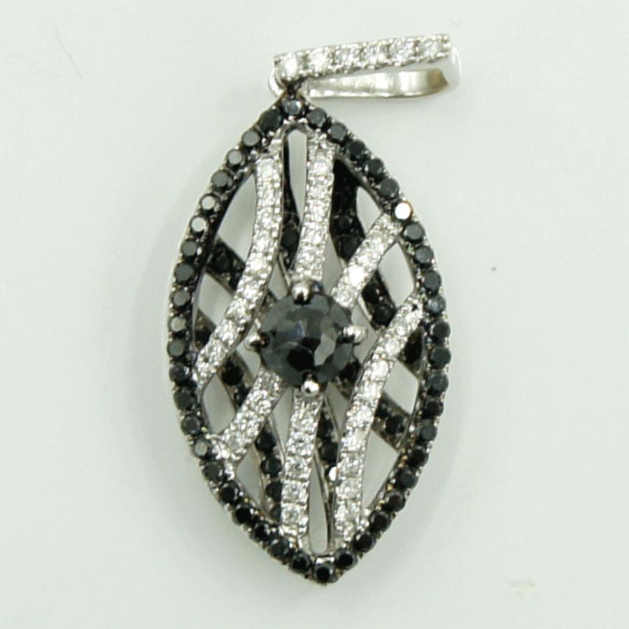 K18WGブラックダイヤモンドペンダントトップ　BD0.82ct　D0.40ct　重量4.06ｇ(石の重量含む)（中古）